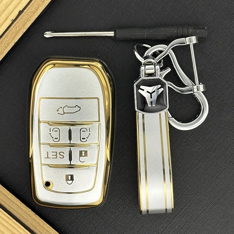 High End for Toyota  Sienna Rav4 Prius Alphard PREVIA Voxy Noah 6 Button Remote Smart Car Key Case Cover Keychain Accessories