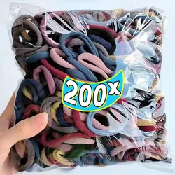 50-200PCS Thick Colorful Basic Nylon Ealstic Hair Ties for Girls Ponytail Hold Scrunchie Rubber Band Kids Basic Hair Accessories