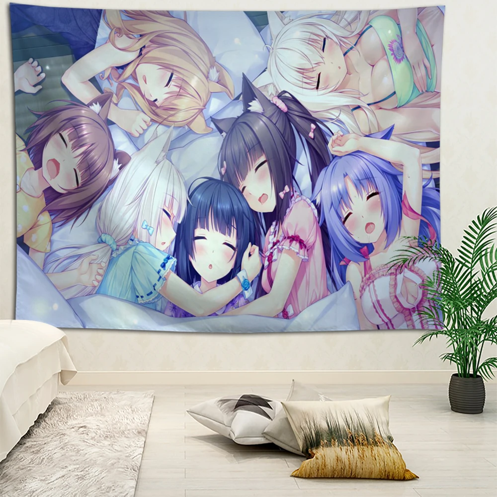 Niedlicher Anime-Mädchen-Nacopara-Wandteppich im japanischen Stil, Kunst, Sci-Fi-Raum, Heimdekoration, dekorative Wandbehang, Decke, Schlafzimmer, Wohnzimmer