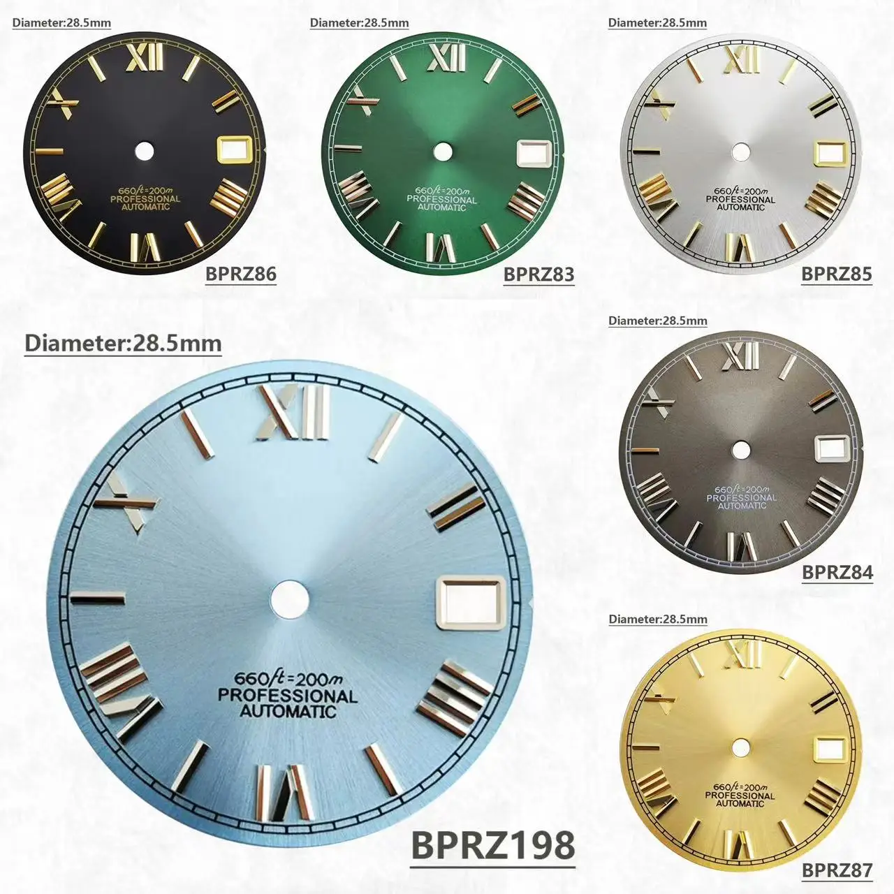 Non Luminous 28.5mm h35 Roman Numeral s logo Dial Movement Green Blue Roman Numeral Hot selling S dial 35 automatic movement