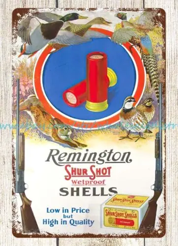 1928 Remington shur shot shells pheasant duck rabbit hunting gun ammo tin sign