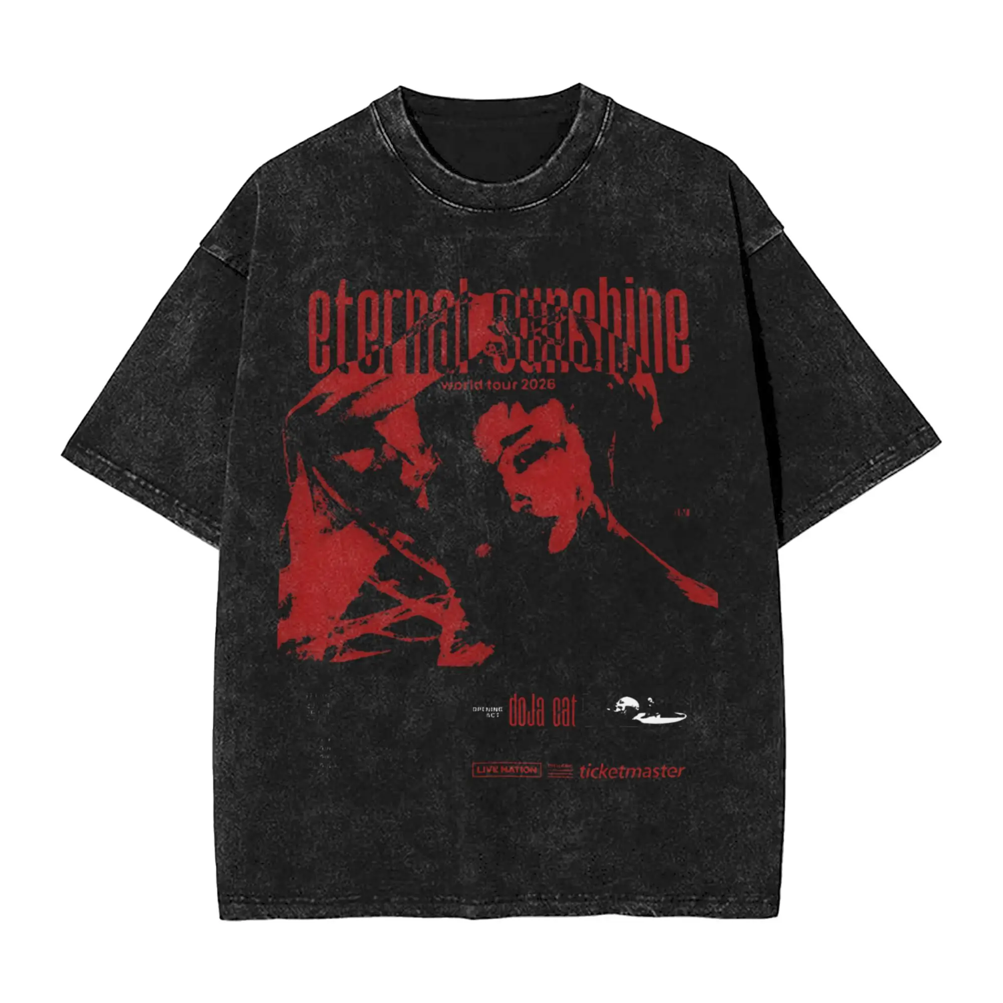 The Eternal Sunshine Tour arianas grandes T Shirts Hip Hop Washed Short Sleeve Oversize T-Shirts  Vintage Men Women Streetwear