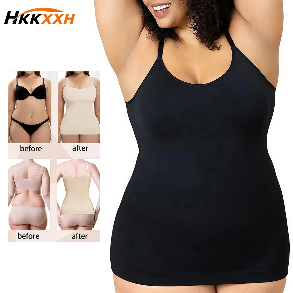 1PCS Seamless Body Shaper Cami Tank Top, Women Scoop Neck Tummy Control Camisole, Stretch Slimming Layering Tops for All Day