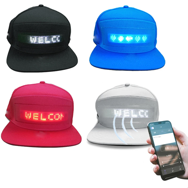 

Glowing Advertising Hat Diy Text And Images Neon Rave Grand Event Outdoor Sports Costumes Accessories LED Mobile Bluetooth Hats