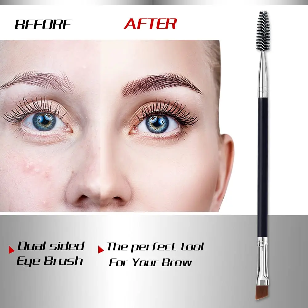 1/2 Uds cepillo para cejas peine para pestañas doble extremo en ángulo y cepillo Spoolie 2 en 1 herramientas de cepillo de maquillaje de belleza para cejas