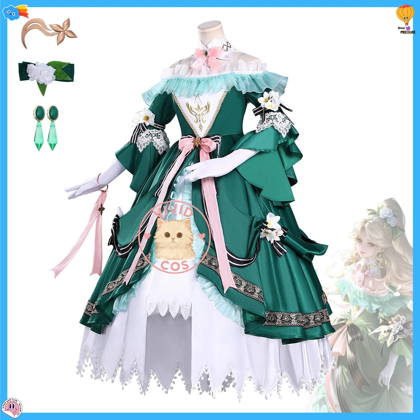 

Popular Game Honor of Kings Cosplay Costume Anime Xi Shi Green Fashion Dress Roleplay Comic Convention Halloween Party Outfit