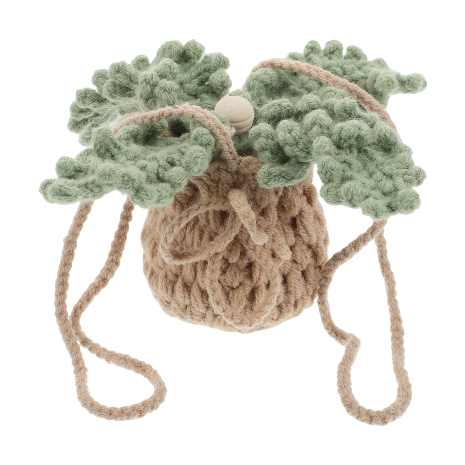 

2 Pcs Car Accessories Handwoven Hanging Decor Mirror Glass Artificial Plant Crochet Ornament Knitted Basket Flower Rearview