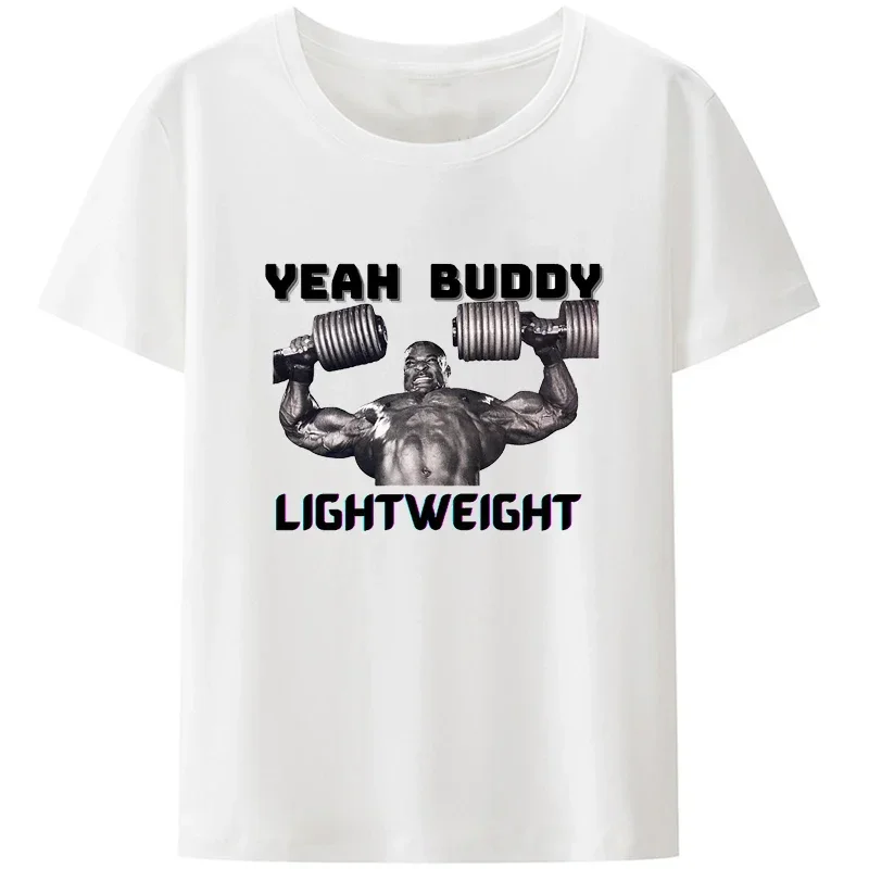 T Shirt Men Short Ronnie Coleman Cotton Tee Yeah Buddy Lightweigh GYM Muscle Training Graphic sleev Loose Breathable