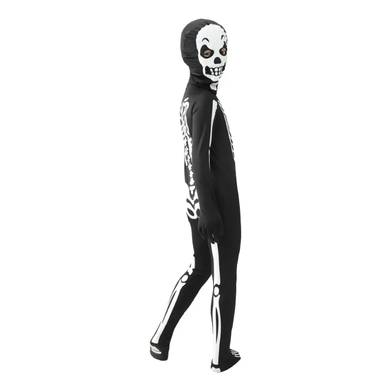 Boys Scary Zombie Halloween Costume Glow In The Dark Printed Skeleton Jumpsuit Kids Carnival Party Spooky Ghost Horror Jumpsuit