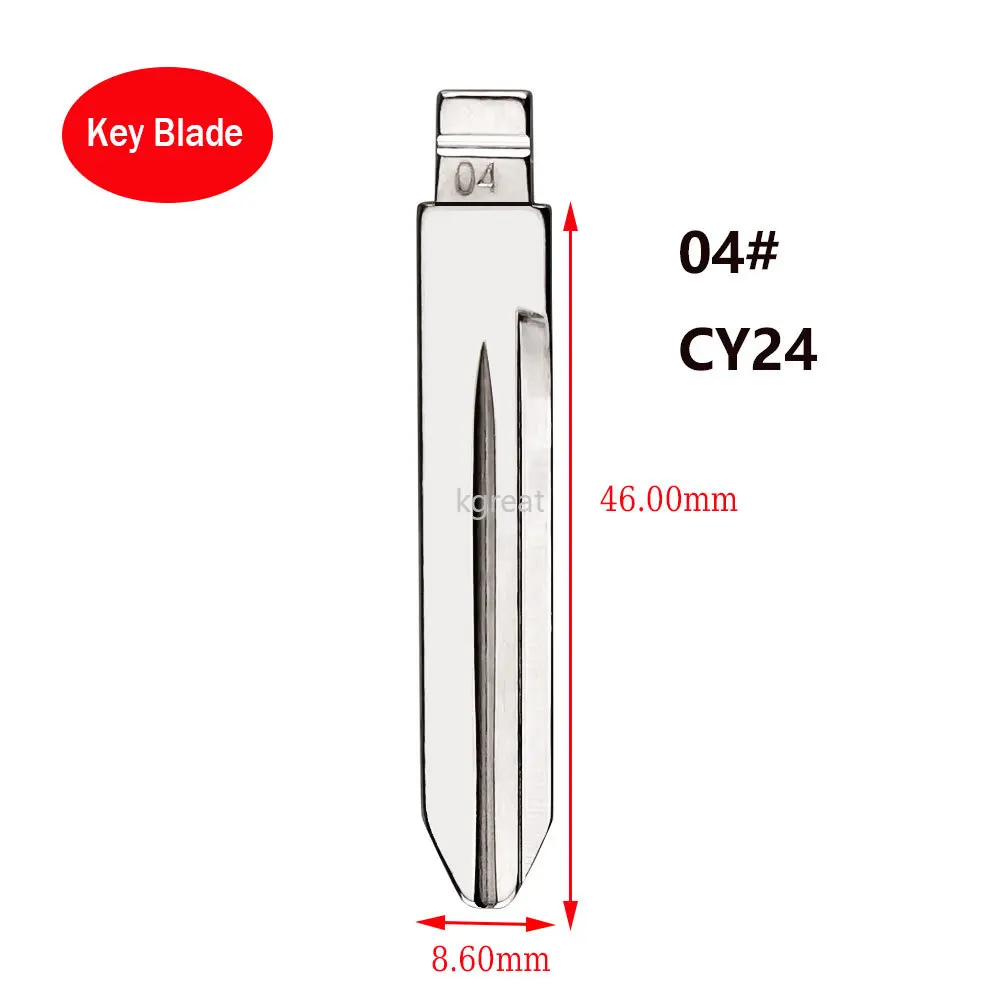 10pcs 04# CY24 KD Car Key Blade Metal Uncut Blank Flip Remote Key Blade for Chrysler Jeep Dodge for Keydiy KD Xhorse VVDI JMD