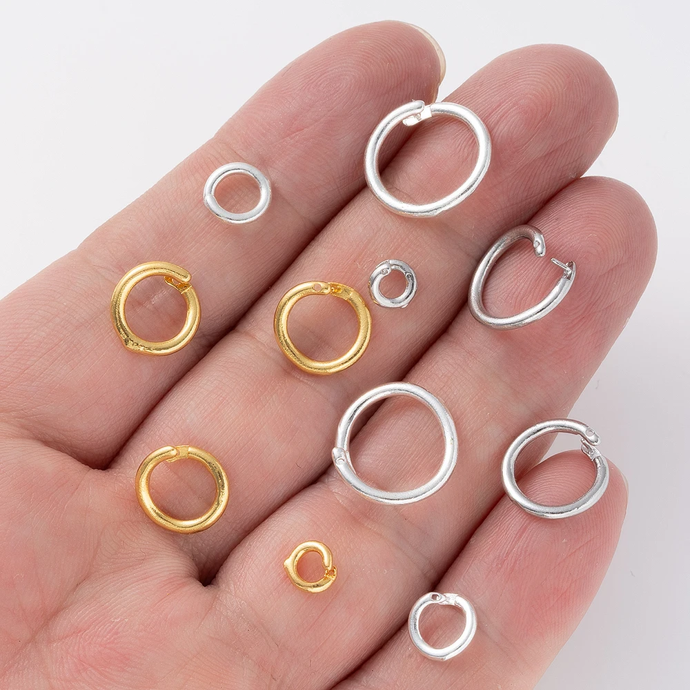 10 Stück 18K vergoldete Messing-Sprengringe, Außendurchmesser 5,5-14mm, runde Verbinder, Split-Verschlüsse für Halsketten, Armbänder, Schmuckherstellung – Detail 3