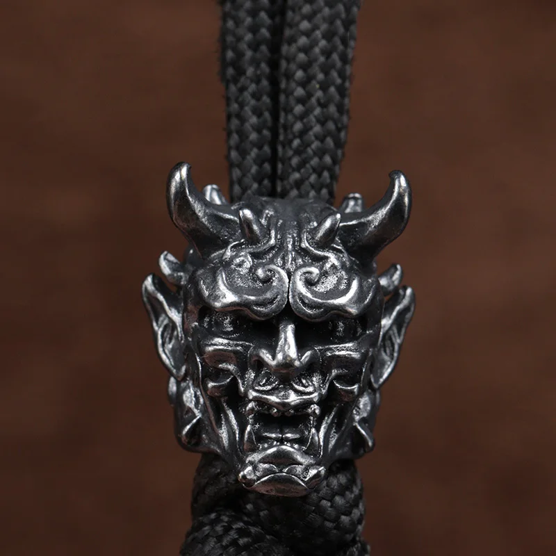 Japanese Demon Samurai Brass Knife Bead EDC DIY Paracord Woven Bracelets Lanyard Pendant Accessories Outdoor Tool Hangings Decor