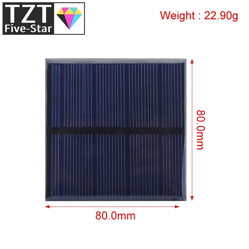 TZT 6V 150mA 0.9W Solar Panel Polycrystalline 80*80MM Mini Sunpower Solar System DIY for Battery Cell Phone Charger