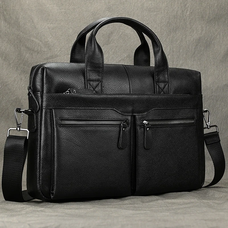 Laptop Bag For Men Waterproof Leather Briefcase For Men Male Genuine Leather Men's Business PC Computer Handbags Work Totes 14