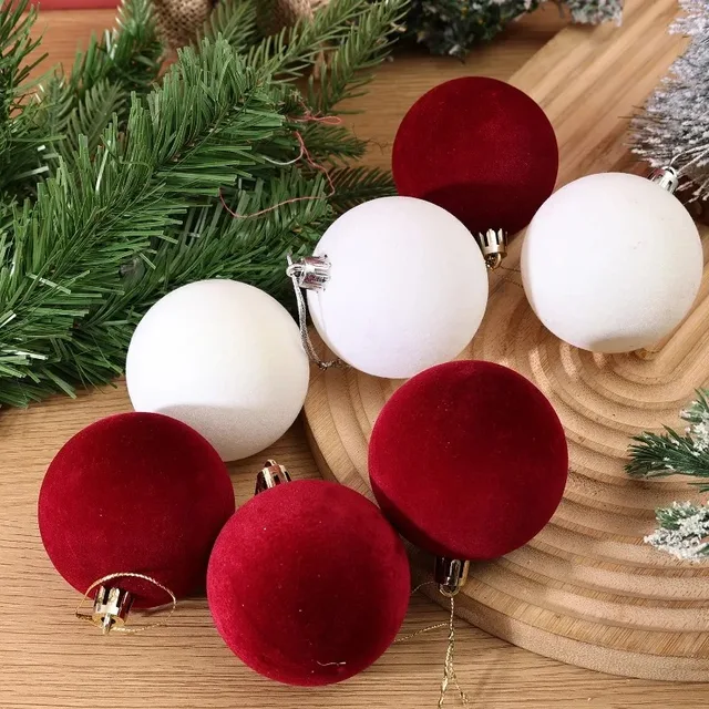 30/1PCS Wine Red Christmas Ball Velvet Round Christmas Balls Xmas Tree Ornaments Ball Hanging Pendants New Year Party Decoration 6 30/1PCS Wine Red Christmas Ball Velvet Round Christmas Balls Xmas Tree Ornaments Ball Hanging Pendants New Year Party Decoration 6