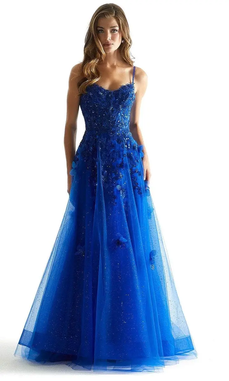 Prom Dresses for Special Events Sequined V Neck Spaghetti Strap A Line Tulle Long Formal Party Evening Gowns Custom made