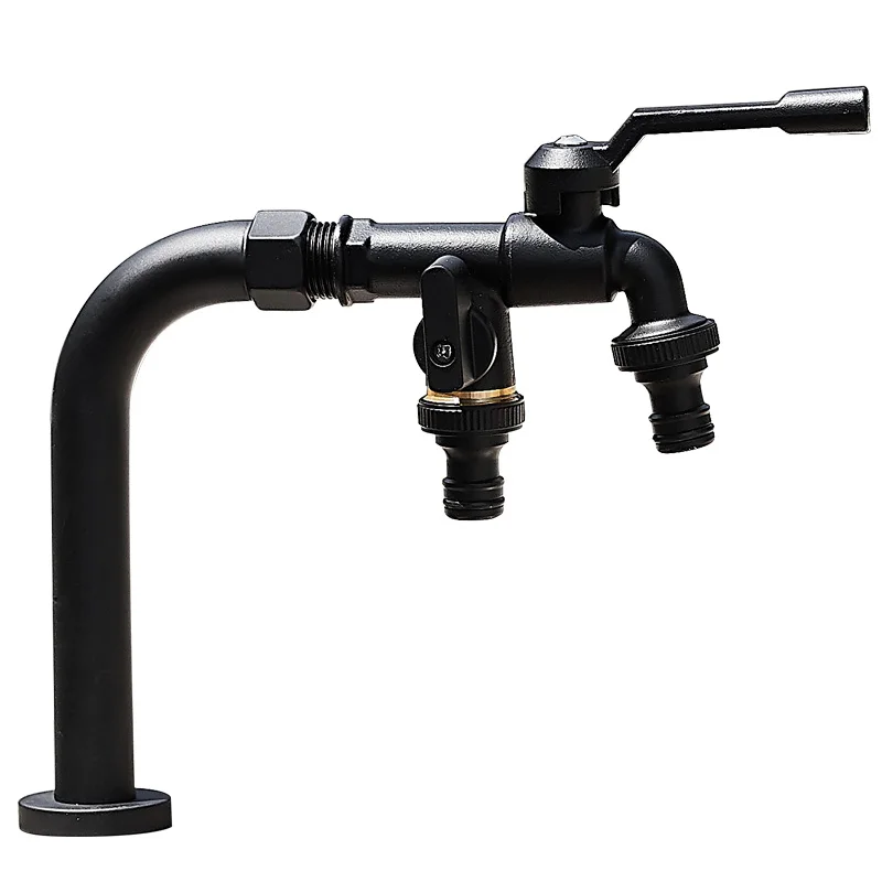 

Черный полностью медный смеситель для умывальника на открытом воздухе с одним охлаждением, антифриз, трещина, мраморная раковина, открытый балкон, двор