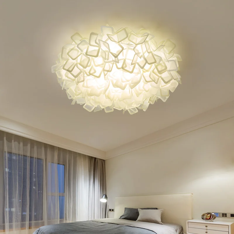 Bedroom Lamp 2024 New Model Room Nordic Light Luxury Creative Petal Bedroom Chandelier Ins Net Red lamp Feather Ceiling Lights