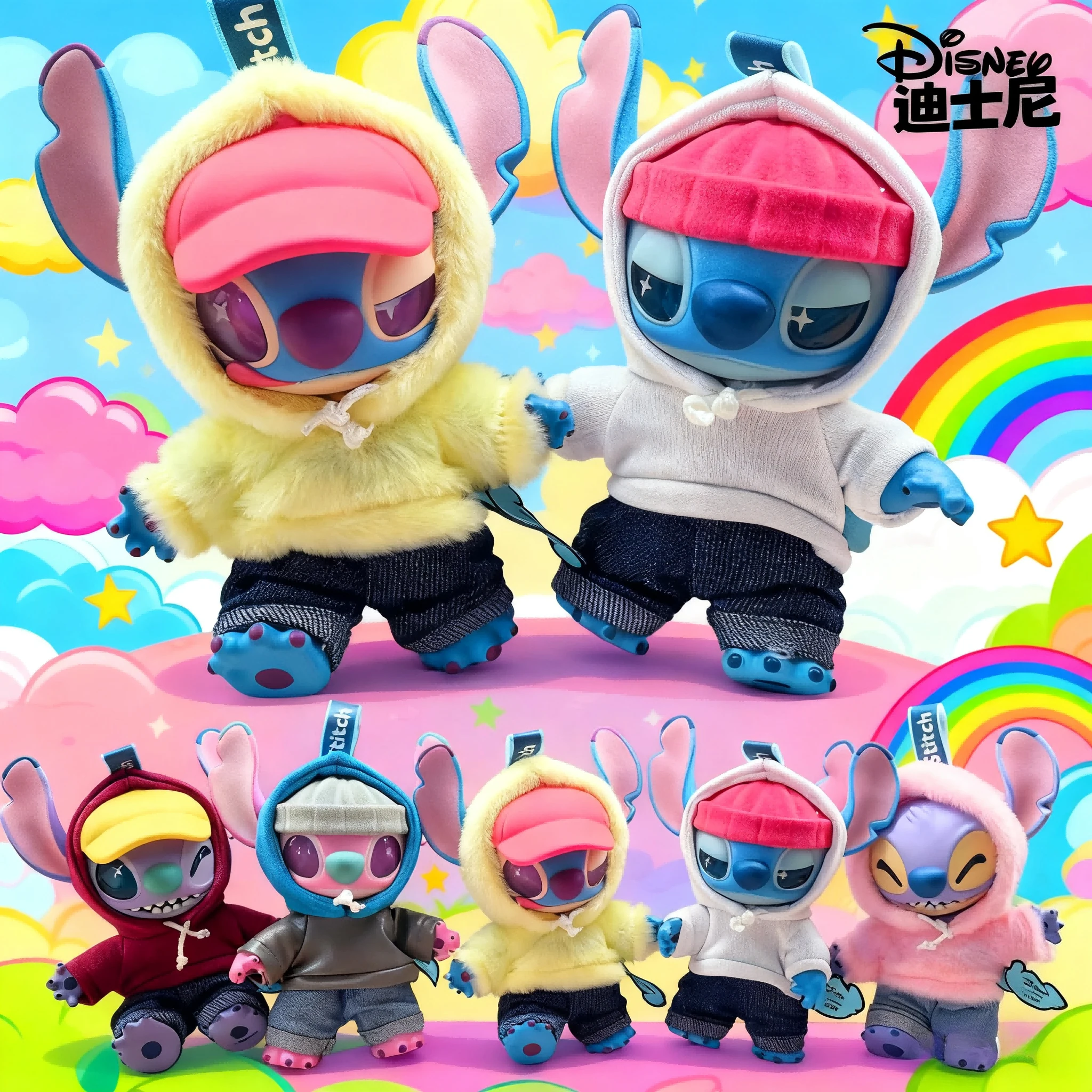 Top 1 nuevo Disney Stitch Gen Z Street Series caja ciega de vinilo conjunto de punto móvil modelo mochila colgante regalo de cumpleaños y Navidad