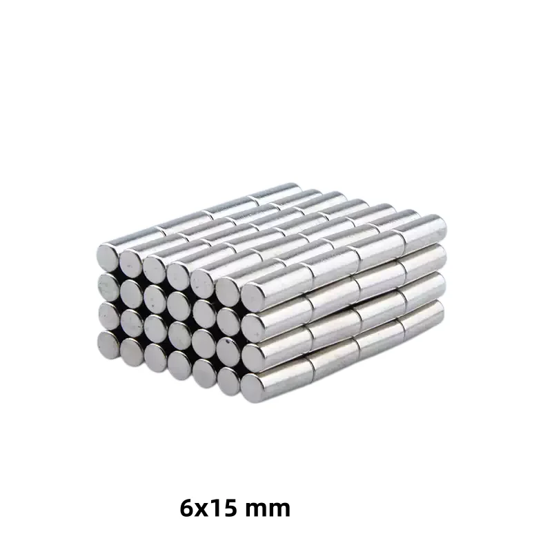 Aimant néodyme puissant 6x15mm, aimant permanent en terres rares, petit aimant rond NdFeB 6x15 mm 6mmx15mm