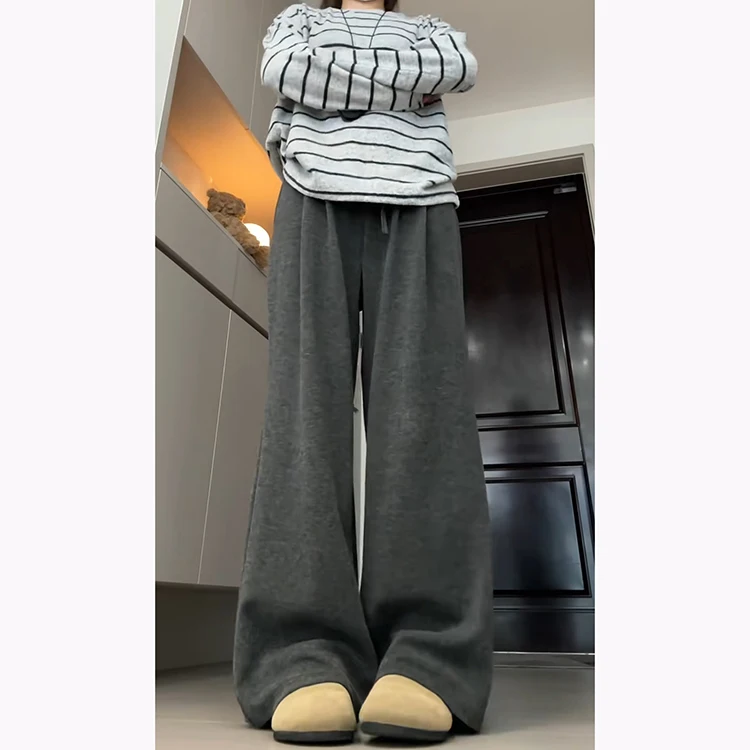 Coréen Sle doux pantalons décontractés femmes automne hiver nouveau pendentif mince tricoté riz nouilles pantalon taille haute jambe droite