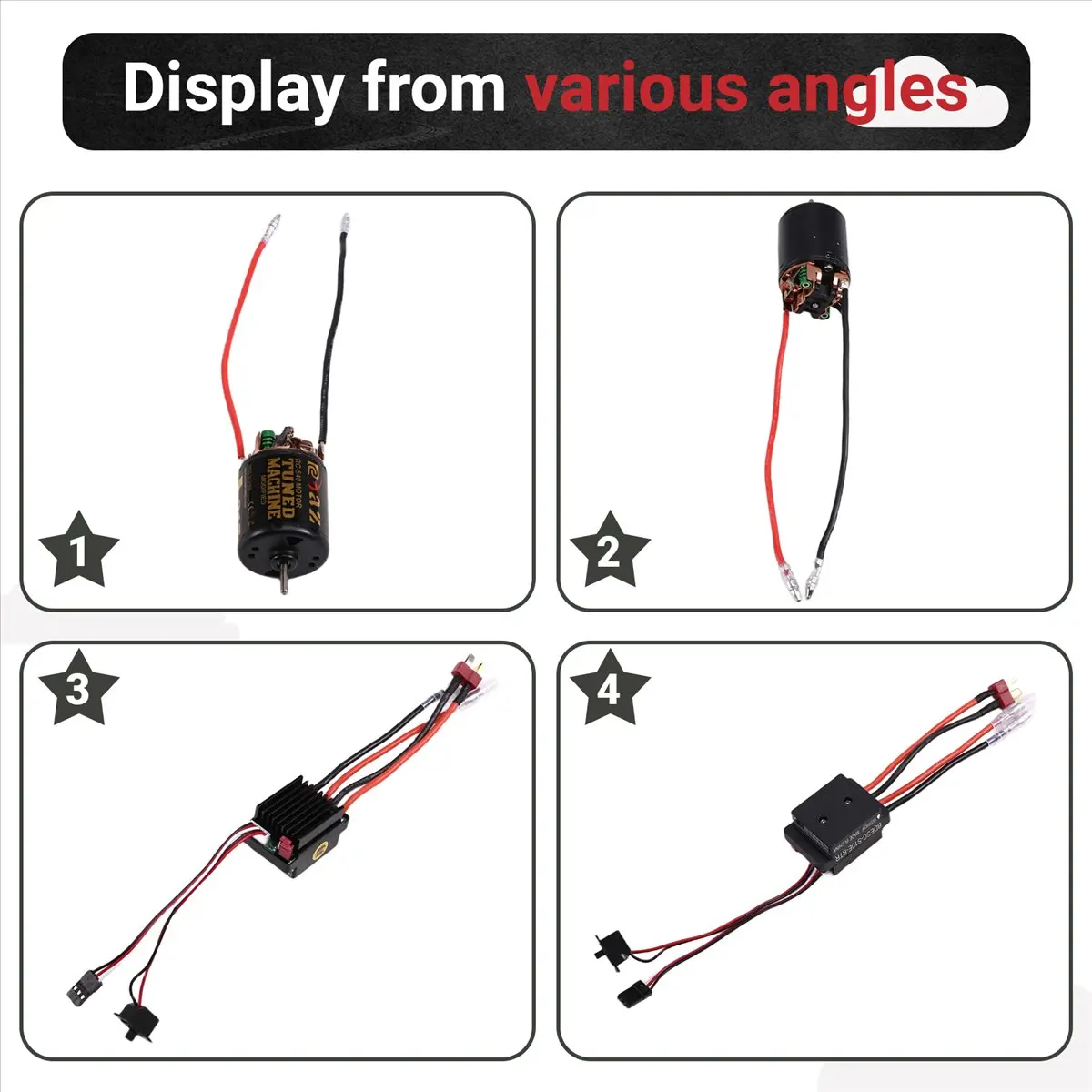 giftnew 540 Brushed Motor 21T ESC Speed Control Combination Set Climb Drift Racing for 1/10 RC Cralwer/Boat