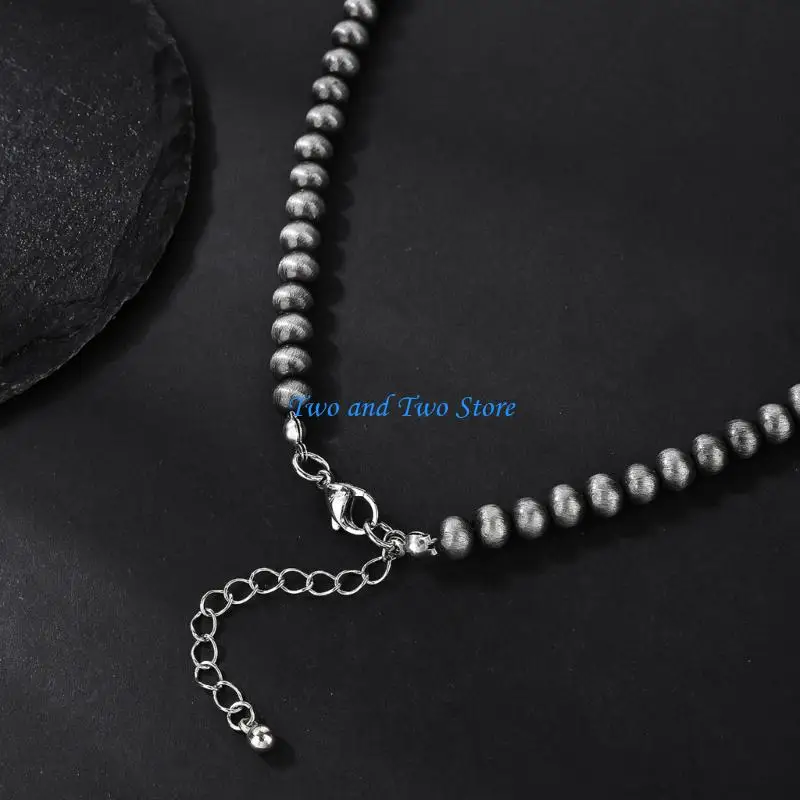 

HX6F 3 Tiers CCB Chain Necklace Comfortable for Sensitive Skin Matte Black Formal Accessory