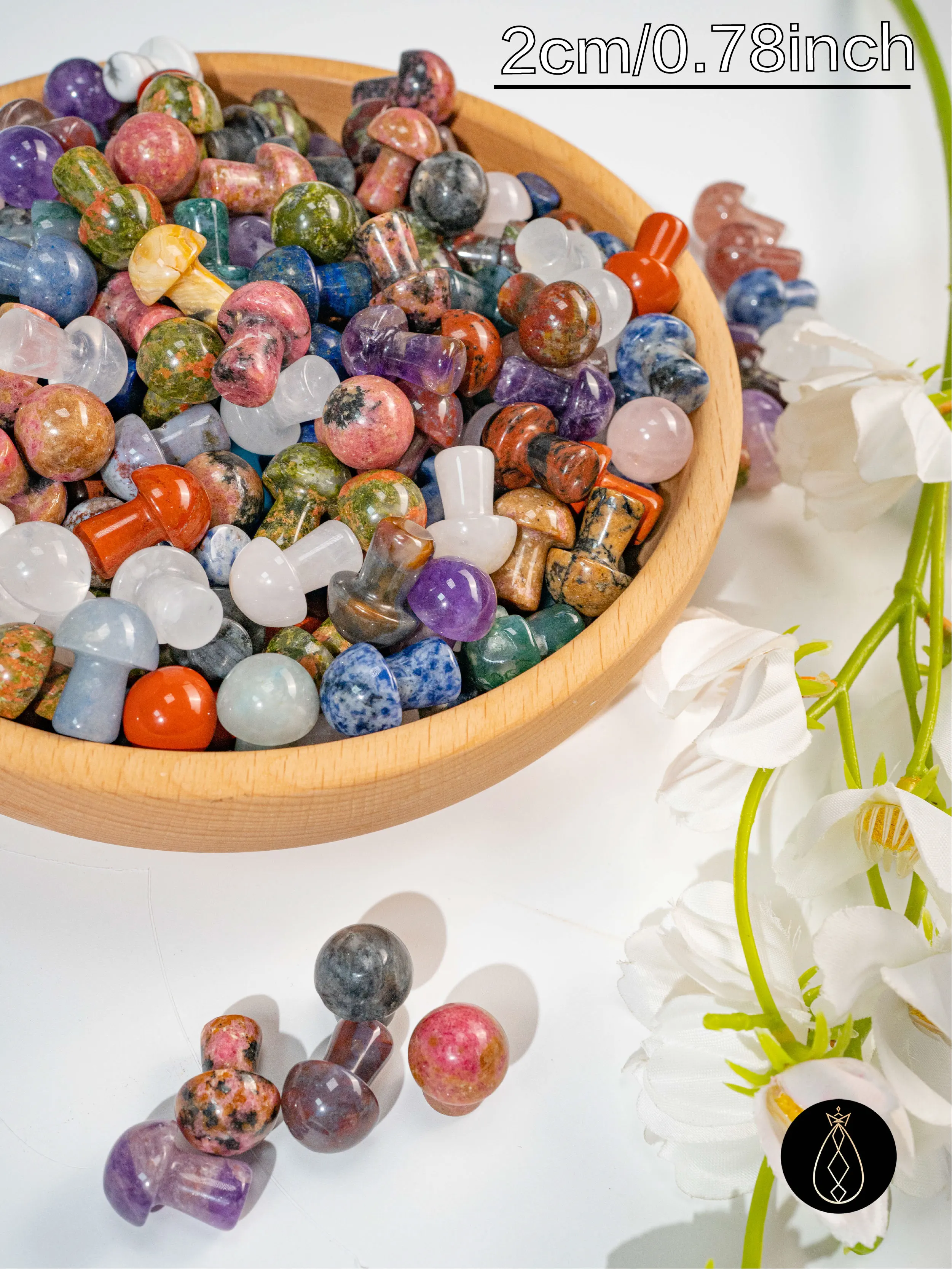 10 / 20 / 30 Pcs Mixed Crystal Mini Mushroom Carvings | Hand-Carved Gemstone Mushrooms | Healing Crystal Décor