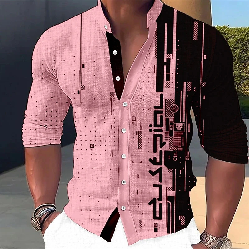 Men\'s shirt tie shirt 3D printing pattern clothing daily shopping fashion leisure designer stands up to large size 6xl