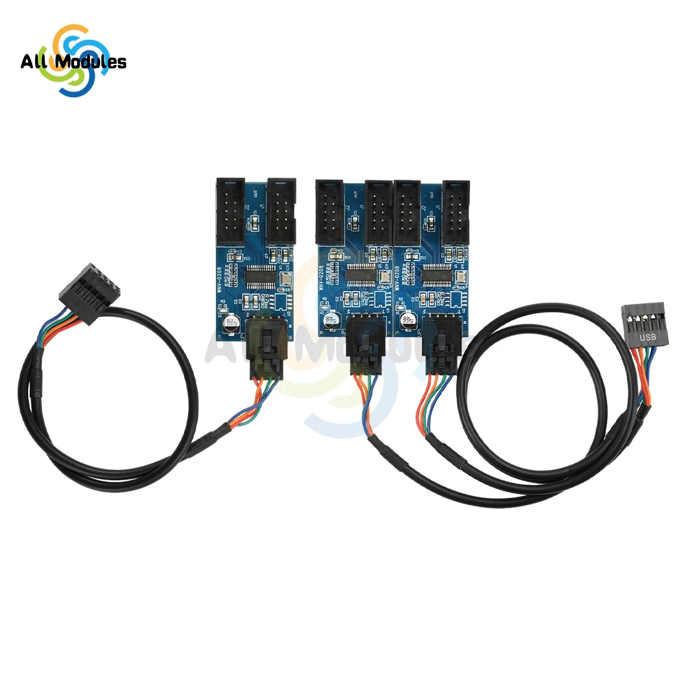 9Pin USB Splitter Motherboard 1 to 2 Female Interface Header Splitter Extension Cable Adapter for 1 to 4 USB HUB Connectors