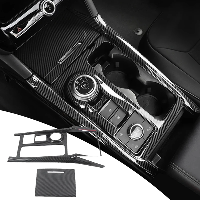 

New-Carbon Fiber Car Gear Shift Cup Holder Panel Cover Decoration For Ford Explorer 2019 2020