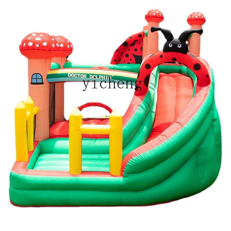 

YY Children's Inflatable Castle Home Mushroom House Trampoline Indoor and Outdoor Slide