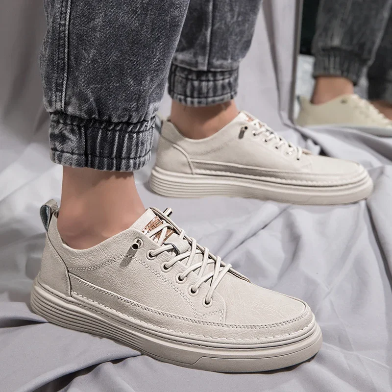 Sapatos Oxford de couro genuíno para homens, tênis ao ar livre respirável, sapatos de couro artesanal, sapatos casuais, verão