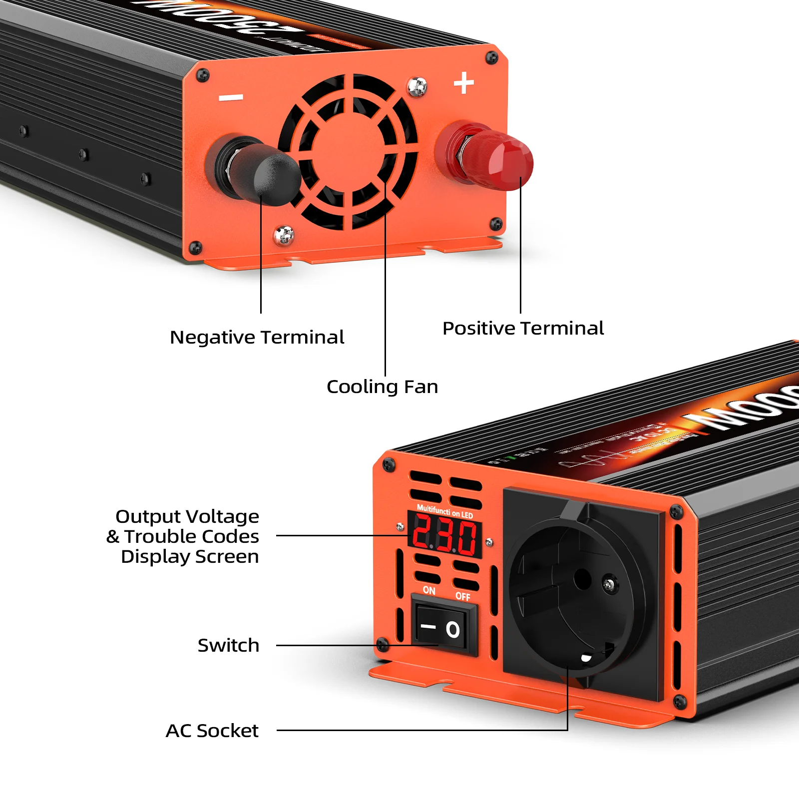 2500 واط الذروة الطاقة نقية شرط لموجة العاكس تيار مستمر 12 فولت إلى التيار المتناوب 220 فولت 230 فولت الاتحاد الأوروبي المقبس ل RV السفر الأجهزة المنزلية شاشة الكريستال السائل حماية
