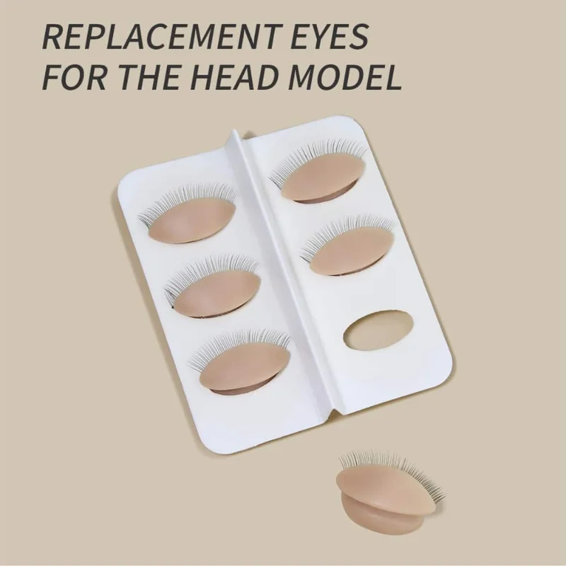 3 Pairs  Replacement  Silicone  Removable  Eyelids  False  Eye  Model  For  Eyelash  Extension  Practice Training Mannequin Head