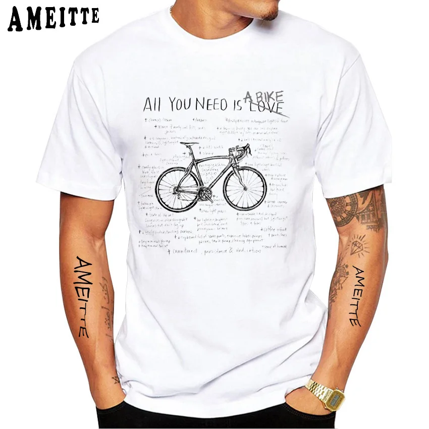 A Bicycle Geometry Problem Solved Print T-Shirt New Summer Men Short Sleeve Bike Sport Casual White Tops Hip Hop Boy Tees