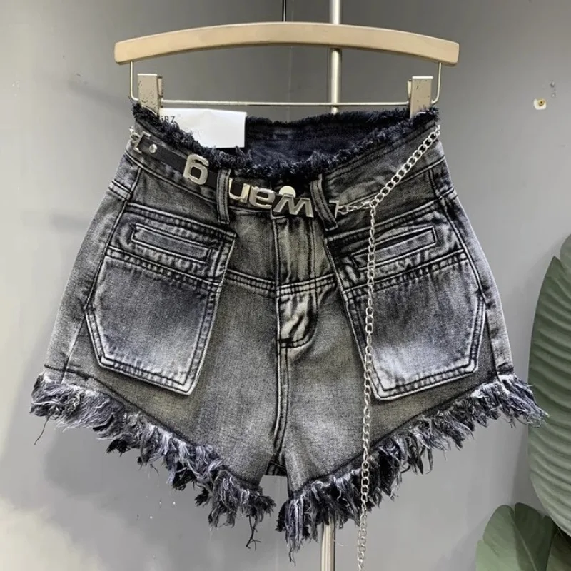 American New Vintage Washing Makes Old Niche Design With Raw Edge Jeans Female Summer High Waist And Slim Hot Pants Short Pants