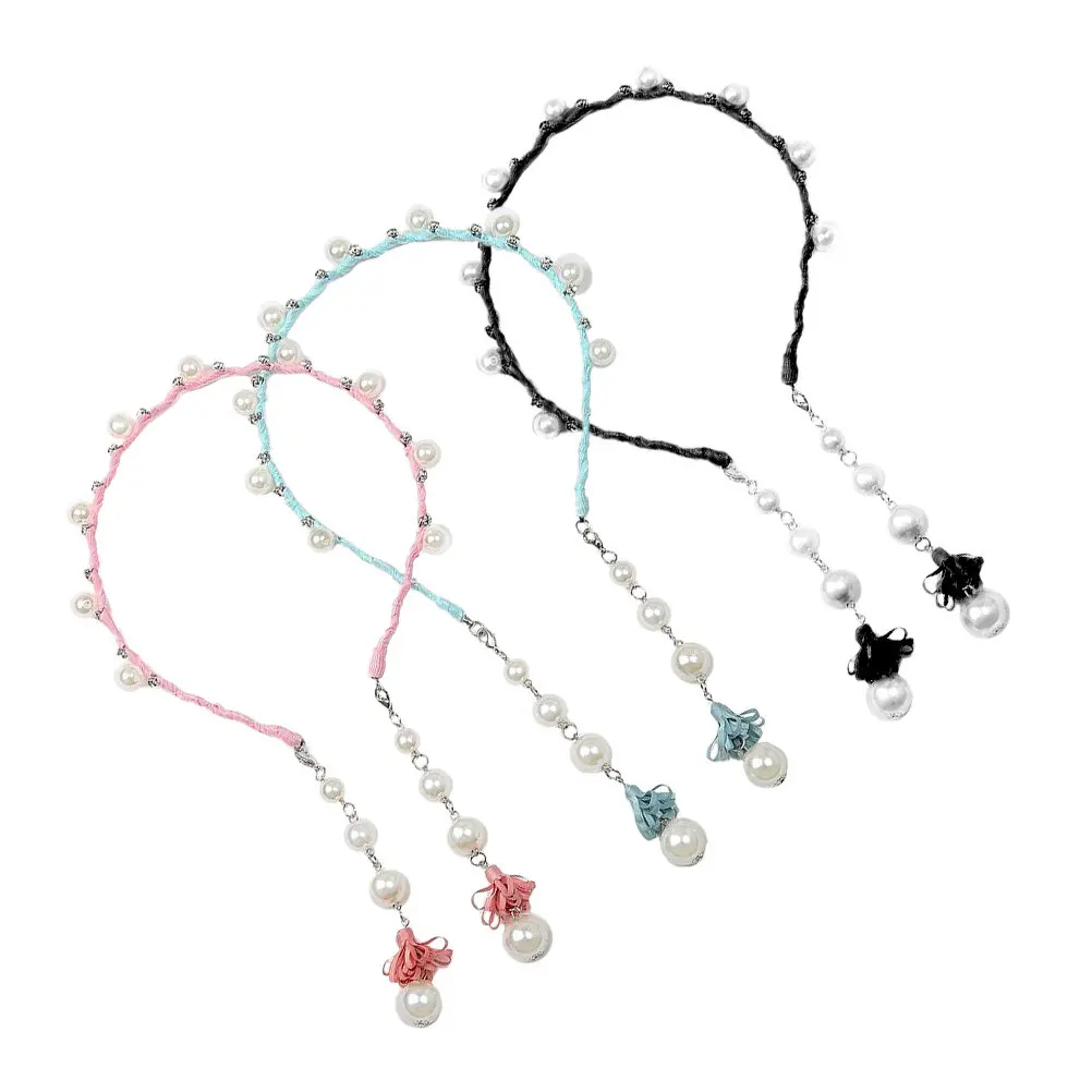 

3Pcs Fake Earrings Headband Pearls Tassel Kids Hairband Elegant Birthday Wedding Party Girls Hair Accessory Pearls Headband
