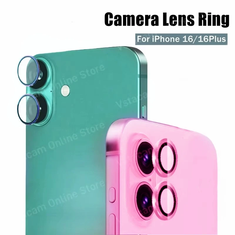 Metal Metal Camera Lens Ring For iPhone 16 / 16 Plus Aluminum LensCase Glass on iPhone16 16+ Cover Cap