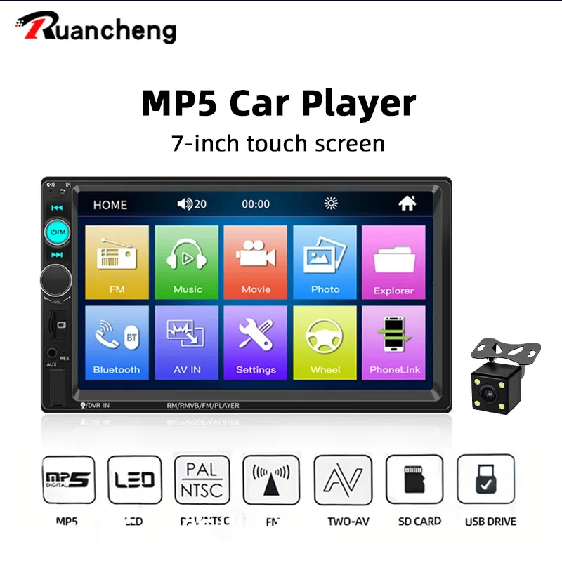 

2 din Car Radio 7" HD Autoradio Multimedia Player 2DIN Touch Screen Auto audio Car Stereo MP5 Bluetooth USB TF FM Camera