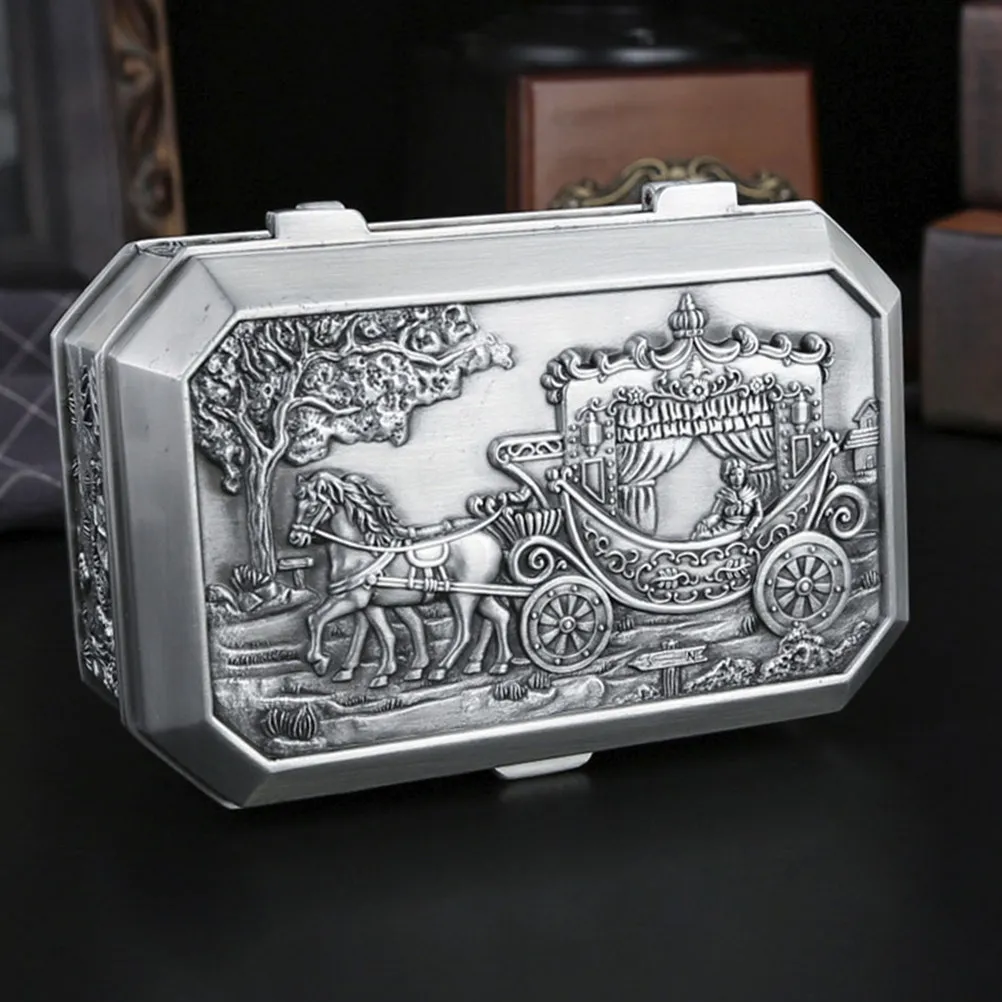 Vintage Castle Jewelry Box Metal Trinket Organizer Style Ring Earring Holder Table Decoration Trinket Box