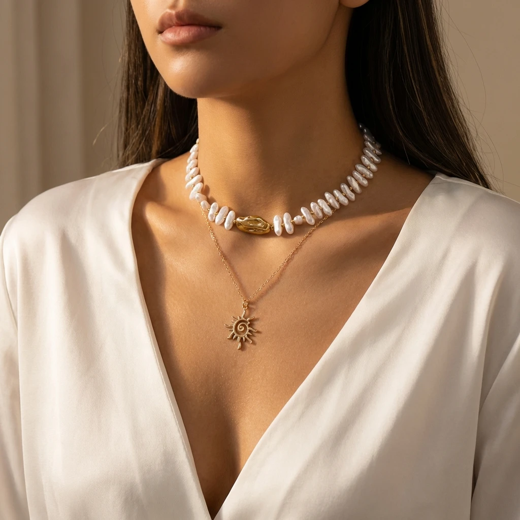 

Многослойное ожерелье в стиле бохо с подвеской-солнцем для женщин, бусы-чокер неправильной формы, эффектное украшение, подарок для летнего пляжного отдыха