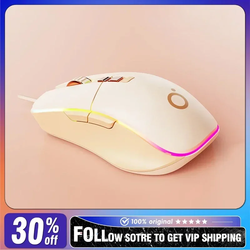 

EWEADN G308 Wired Mouse RGB Lightweight Portable Mute Button Pc Laptop Accessories Business Office E-sports Gaming Mouse Gifts