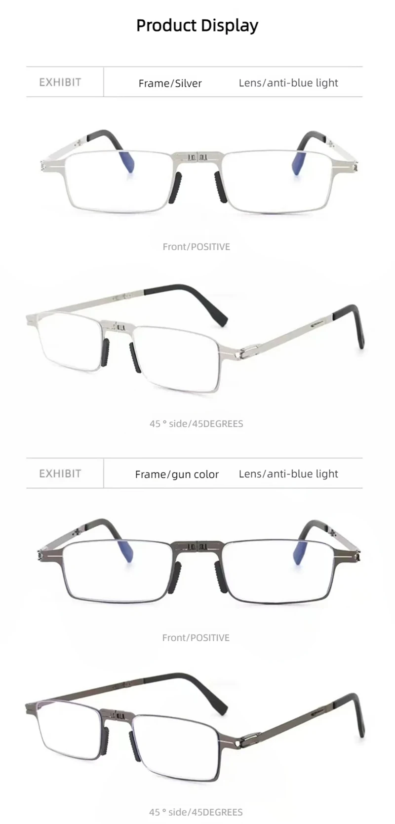 Mode Klapp Edelstahl Lesebrille Kompakte Tragbare Feuerzeug Fall Presbyopie Brille Business Hyperopie Brille – Detail 13