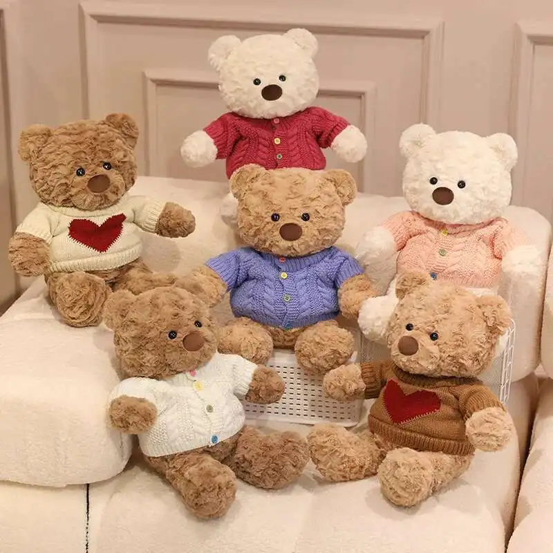 

Multiple Styles Colorful Sweater Bear Plush Toy Cute Dress Up Teddy Bear Stuffed Animal Toy Valentine's Day Children's Day Gift