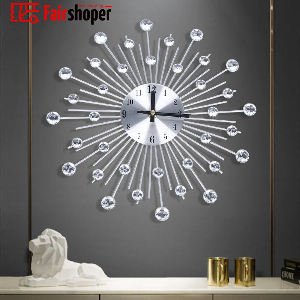 

Luxury Modern Large Wall Clock 3D Metal Wall Watch Silent Home Living Room Decor
