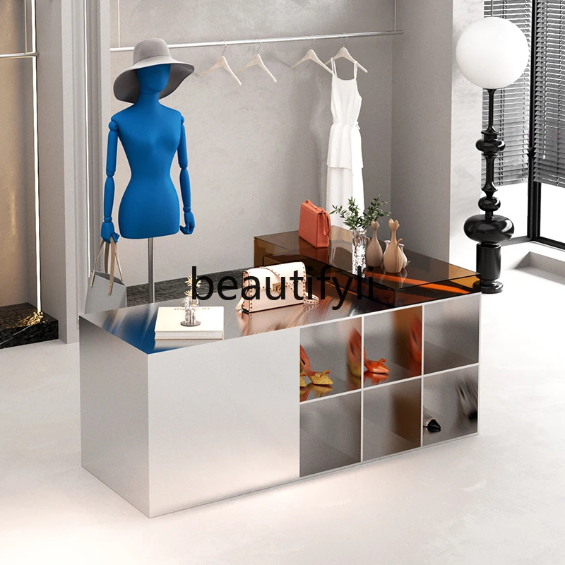 Clothing Store Nakajima Taihuitai Stainless Steel Men's and Women's Clothing Store Display Table Shoe and Bag Store Display