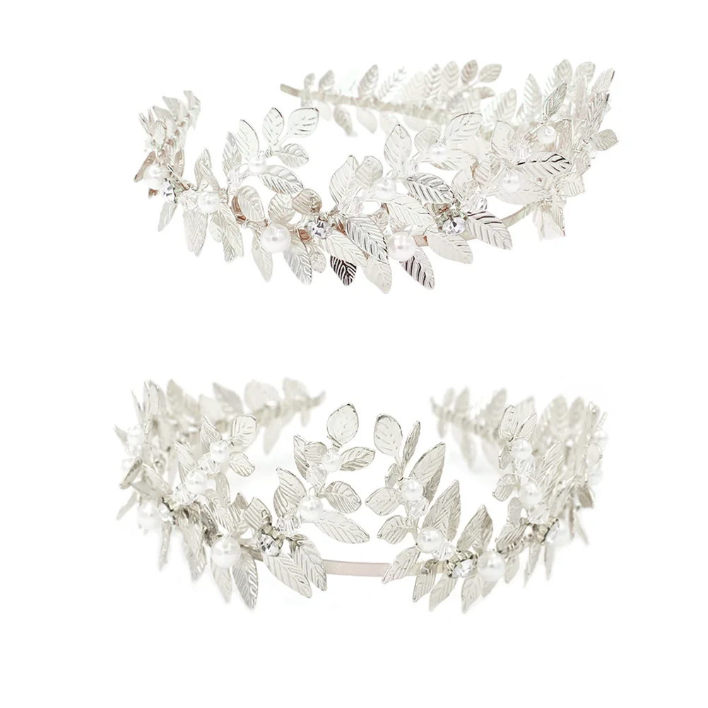 Headband Hair Ties for Women's Pearl Wedding DIY Rhinestone Stereoscopic Leaf Baroque