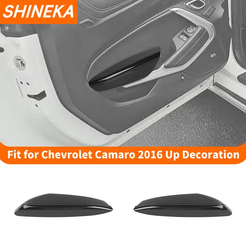 SHINEKA Carbon Fiber Style Interior Door Armrest Panel Trim for Chevrolet Camaro 2016 2017 2018 2019 2020 2021 2022 2023 2024 up