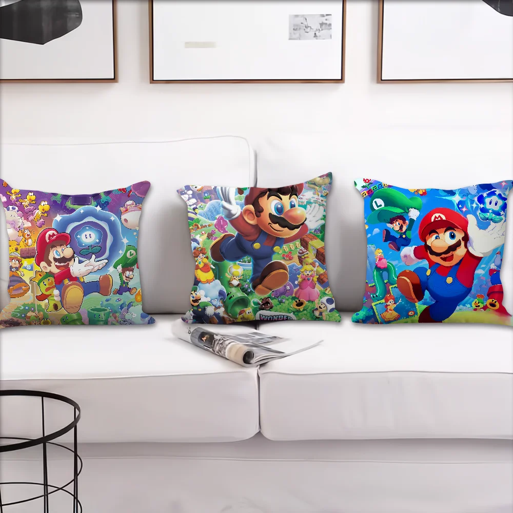 Game Super M-M-MarioS B-Bros Wonder  cushion cover Accessories Square Cushion Room Bedroom Headboard Sofa Living Backrest Car Na